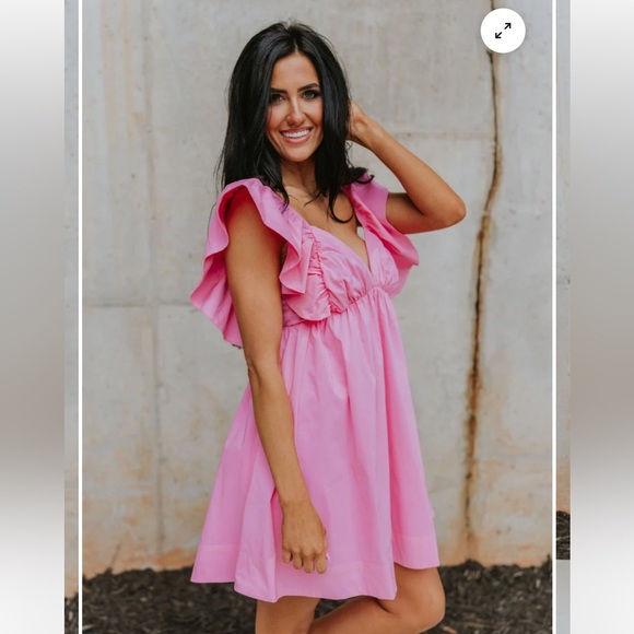 NWOT Heartbreaker Pink Ruffle Dress with Tie Back  size Small - Picture 4 of 7